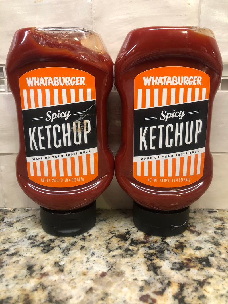 2 BOTTLES Whataburger SPICY Tomato Ketchup 20 oz Catsup French Fries Texas