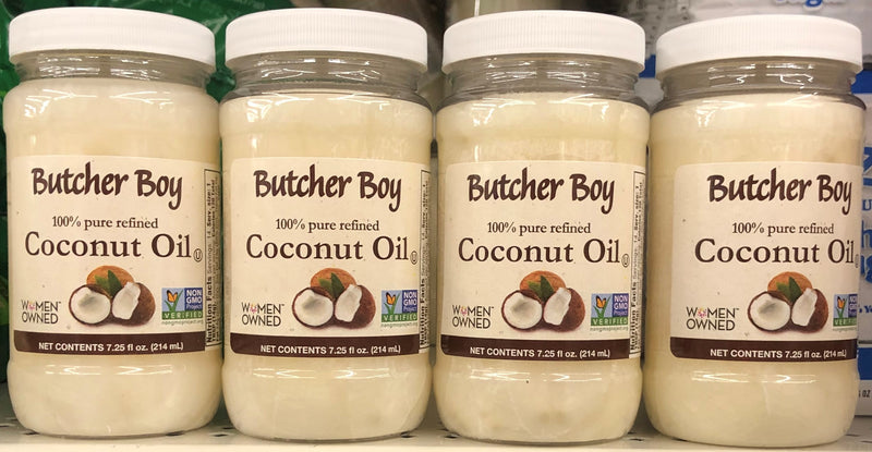 4 Jars 100% Pure Refined Butcher Boy Coconut Oil 7.25 oz Cooking Non-GMO