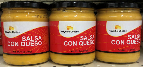 3 JARS Mayville Cheese Salsa Con Queso Dip 15 oz Chips Sauce