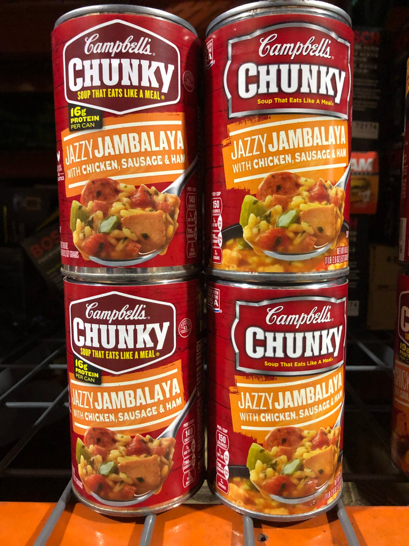 4 Campbell's CHUNKY Jazzy Jambalaya with Chicken Sausage & Ham Soup 18.6 oz Can