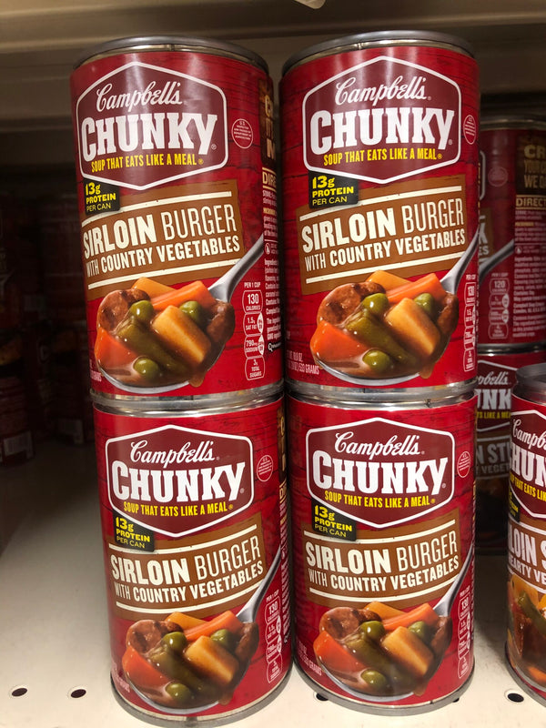 4 Campbell's CHUNKY Sirloin Burger w Country Vegetables Soup 18.8 oz Cans