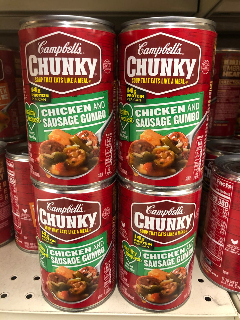 4 Campbell's CHUNKY Healthy Request Chicken & Sausage Gumbo Soup 18.8 oz Can