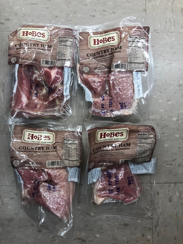 4 PACKS Hobes Country Ham Seasoning Chunks 12 Oz Cured Pork Meat