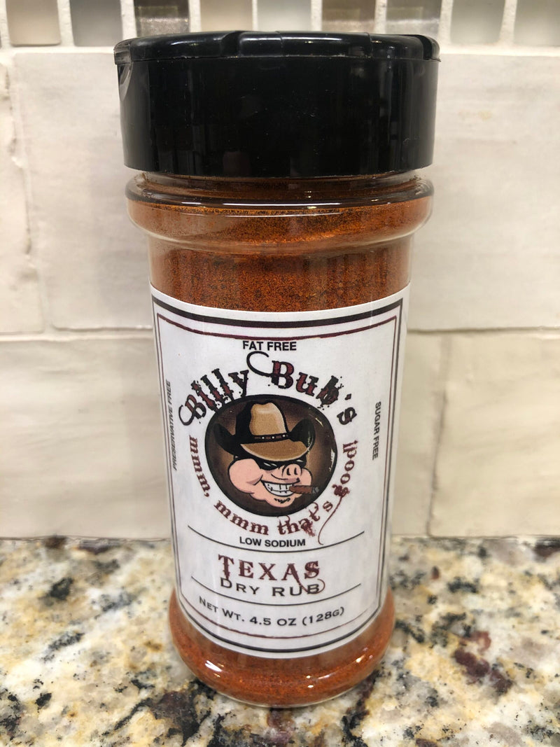 2 BOTTLES Billy Bub's Texas Dry Rub 4.5oz BBQ Sauce Barbecue Pork Beef NC