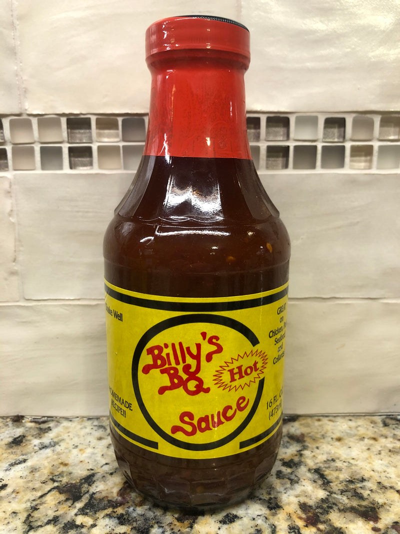 3 BOTTLES Billy's BQ Hot BBQ Sauce 16 oz Barbecue Pork Beef Chicken NC