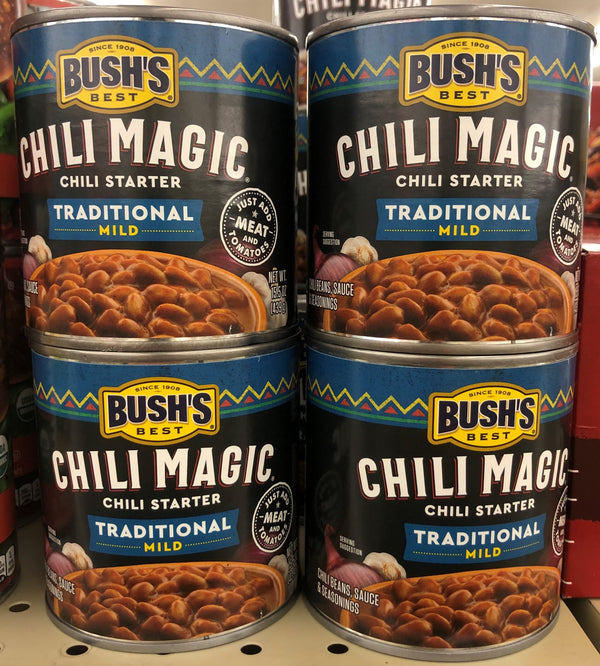 4 CANS Bush's Chili Magic Chili Starter Traditional Mild 16 oz Can Base