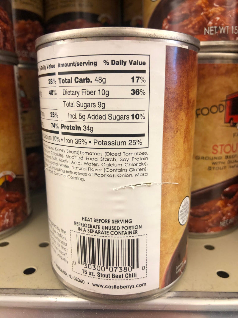 6 CANS Castleberry's Food Truck Favorites Stout Beef Chili 15 oz Can