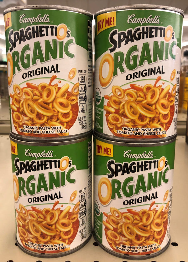 FOUR CANS Campbell's SpaghettiOs ORGANIC Original Pasta 15.8 oz Can