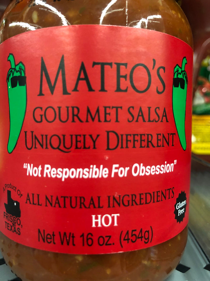 3 JARS Mateo's Gourmet Salsa HOT 16 Oz Picante Pepper Sauce Taco Chip