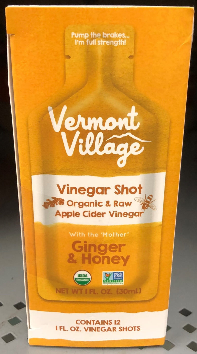 12 Vermont Village Organic Ginger & Honey Sipping Apple Cider Vinegar Shot 1oz