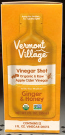 12 Vermont Village Organic Ginger & Honey Sipping Apple Cider Vinegar Shot 1oz