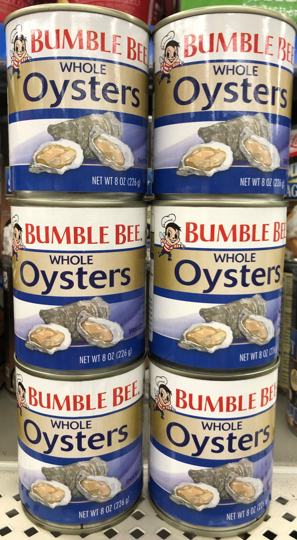 6 CANS Bumble Bee Steamed Shucked Whole Oysters 8 oz Stew Chowder