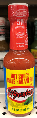 4 BOTTLES El Yucateco Salsa Red Chile Habanero Hot Sauce 4 Oz Marinade