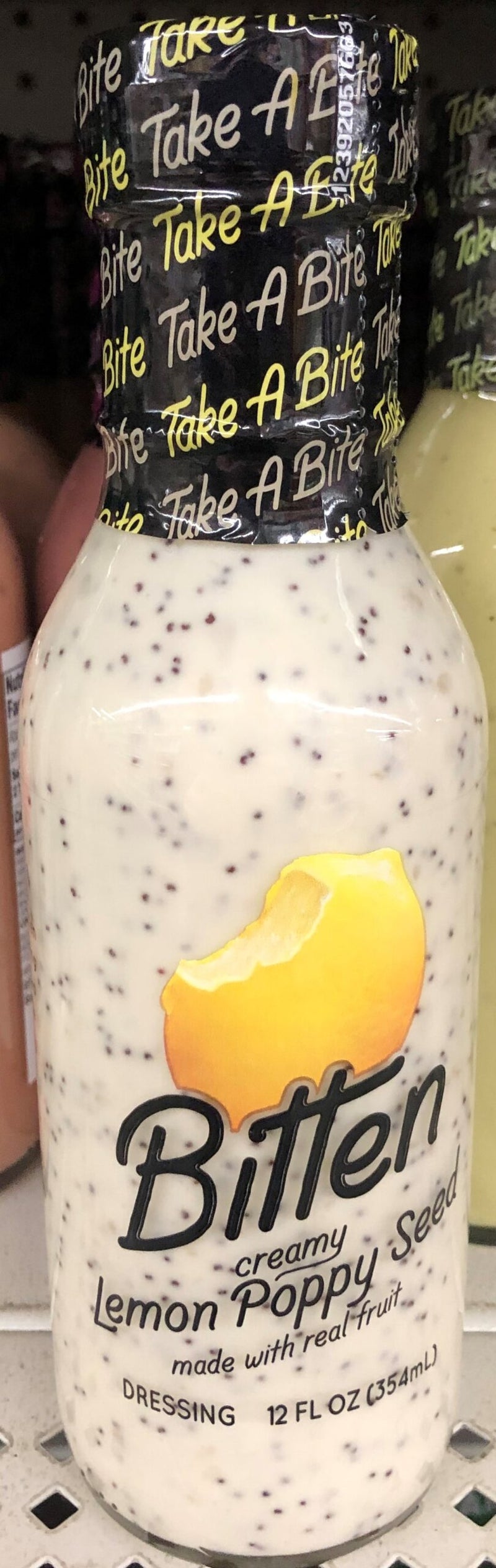 3 BOTTLES Bitten Creamy Lemon Poppy Seed Salad Dressing with Real Fruit 12 oz