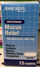 6 Bottles Mucus Relief Expectorant 15 ct caplets Guaifenesin 400 mg