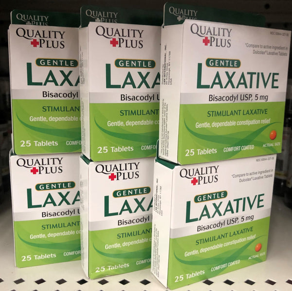 6 Bottles Quality Plus Gentle Laxative Tablets 25 ct Box Dulcolax