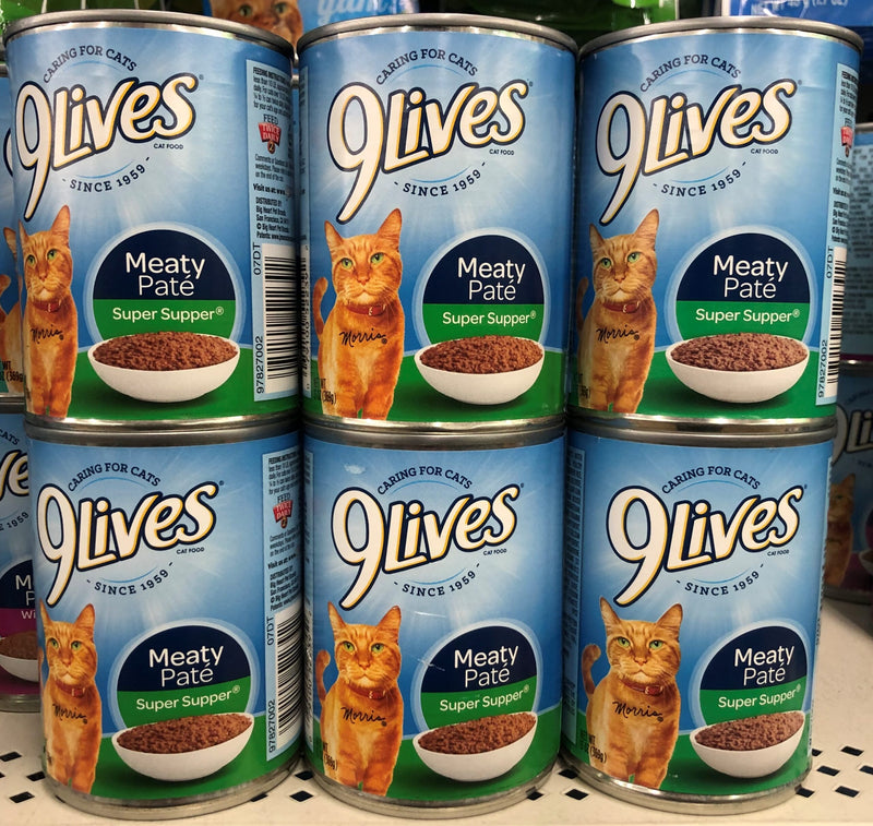 6 CANS 9Lives Meaty Paté Super Supper Wet Cat Food 13 oz Can Meat