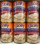 6 CANS Glory Foods Seasoned Southern Style Butter Beans 15.5 oz Can