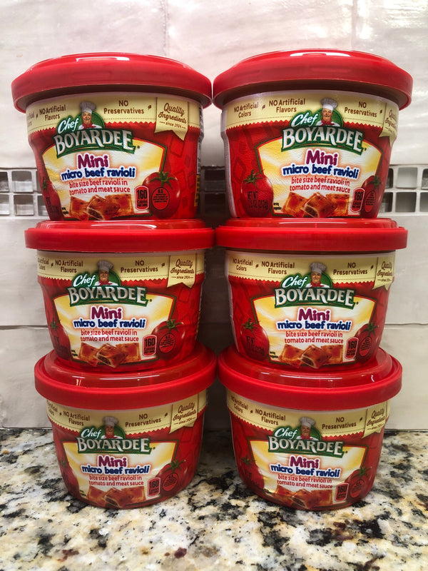 6 BOWLS Chef Boyardee Mini Micro Beef Ravioli Microwave Pasta 7.5 Oz