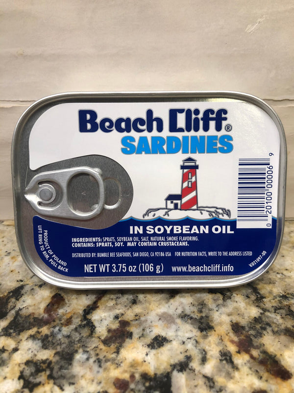 18 CANS Beach Cliff Sardines in Soybean Oil Herring Fish Can Snack Kipper Fresh