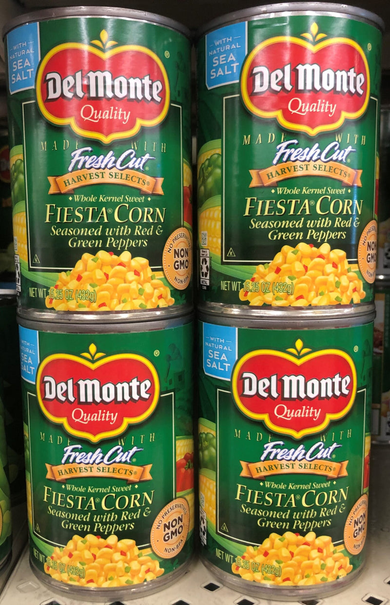 4 CANS Del Monte Whole Kernel Sweet Fiesta Corn 15.25 oz Can Vegetable