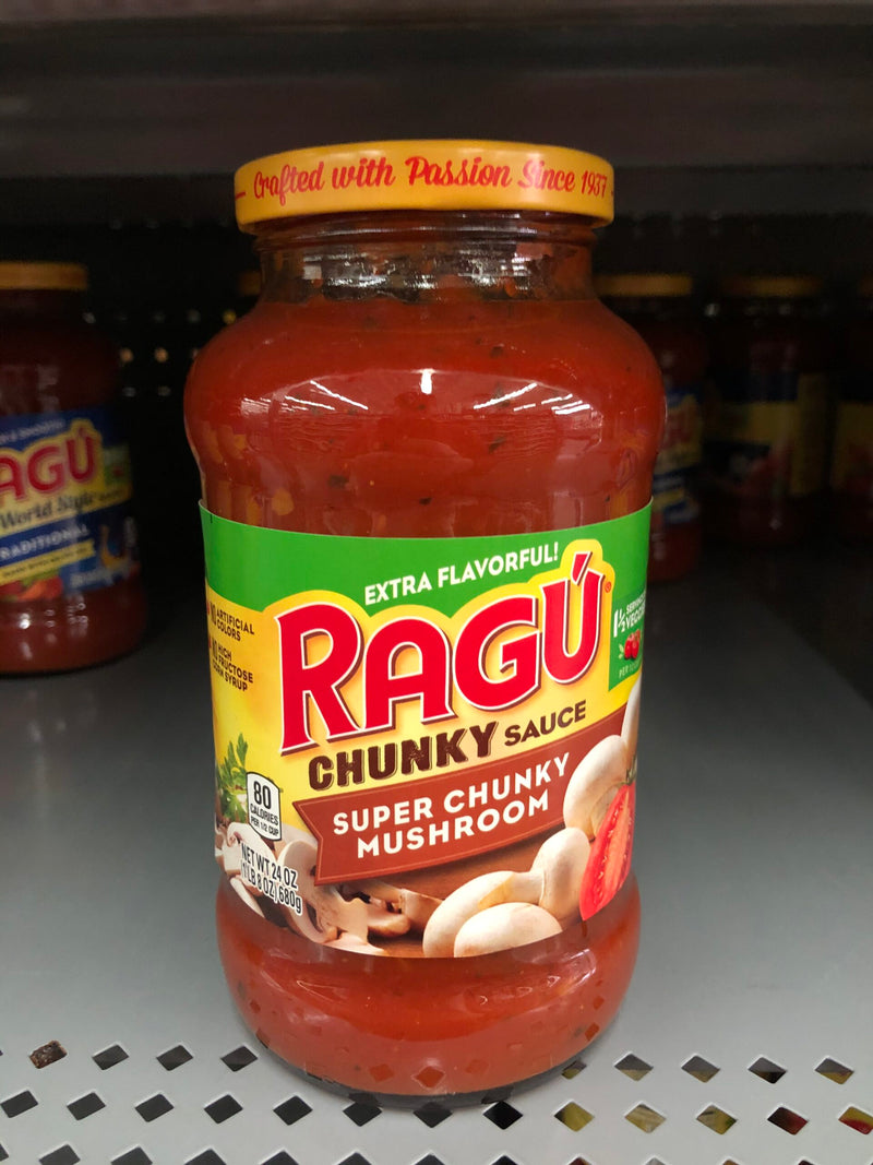 3 JARS Ragu Super Chunky Mushroom Spaghetti Pasta Sauce 24 oz Jar Ragu