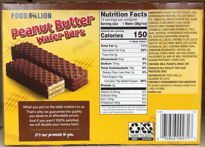 48 Food Lion Nutty Buddy Wafer Bars 4 boxes Chocolate Peanut Butter