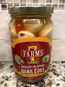 3 JARS Cajun Classics 7 Farms Pickled Jalapeno Quail Eggs 16 oz Jar Can