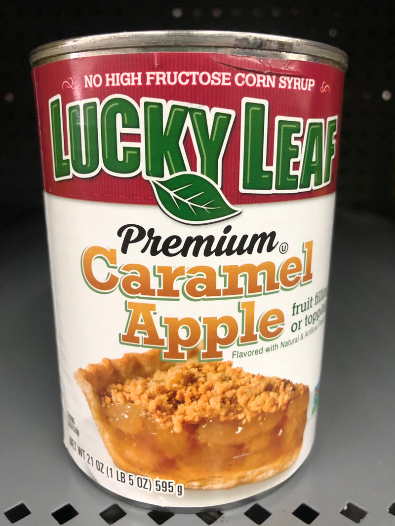 4 CANS Lucky Leaf Premium Caramel Apple Pie Filling & Topping 21 oz