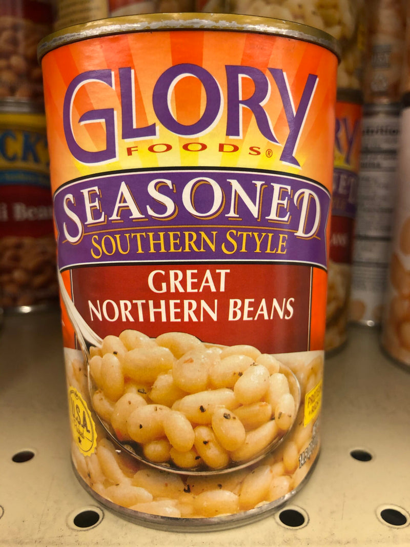 6 CANS Glory Foods Seasoned Southern Style Great Northern Beans 15.5 Oz can