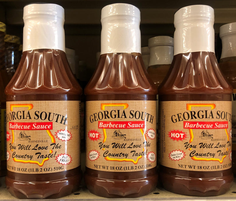 3 BOTTLES Georgia South HOT BBQ Sauce 18oz Barbecue Pork Chicken Beef