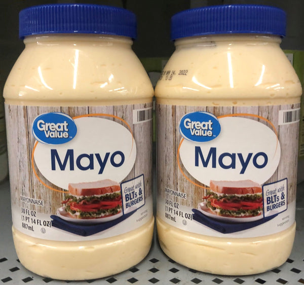 2 JARS Great Value Real Mayonnaise Mayo 30 oz Sandwich Dressing