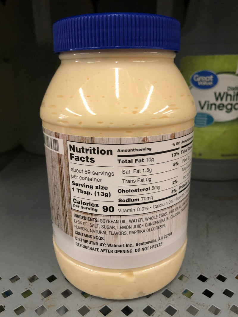 2 JARS Great Value Real Mayonnaise Mayo 30 oz Sandwich Dressing