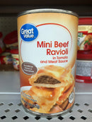 6 CANS Great Value Mini Beef Ravioli in Tomato and Meat Sauce 15 Oz Pasta