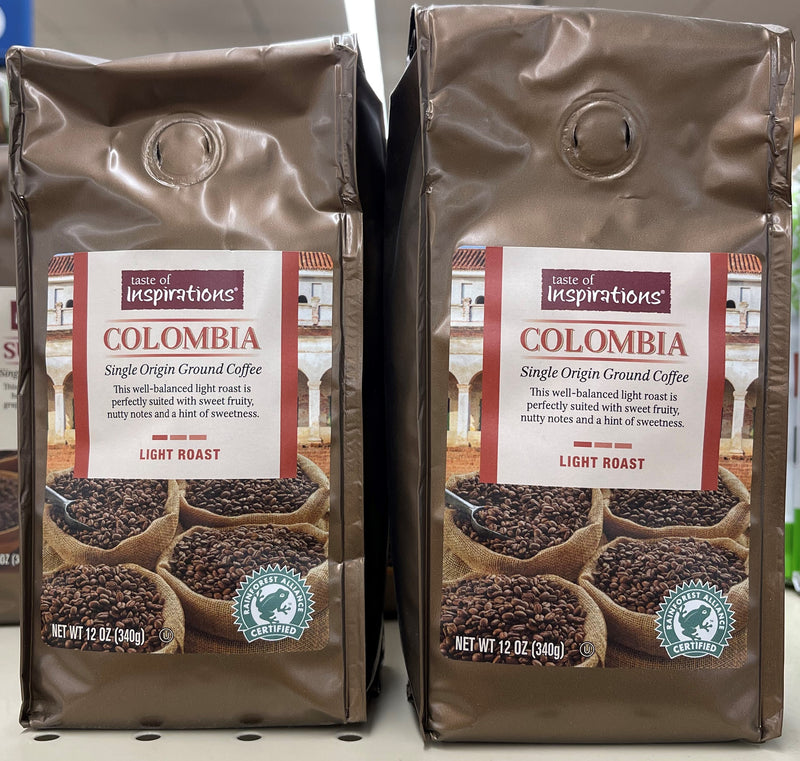 2 BAGS Taste of Inspirations Colombian Ground Coffee 12 Oz Java