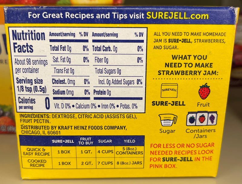 4 BOXES Sure Jell Original Premium Fruit Pectin 1.75 oz Canning Jelly