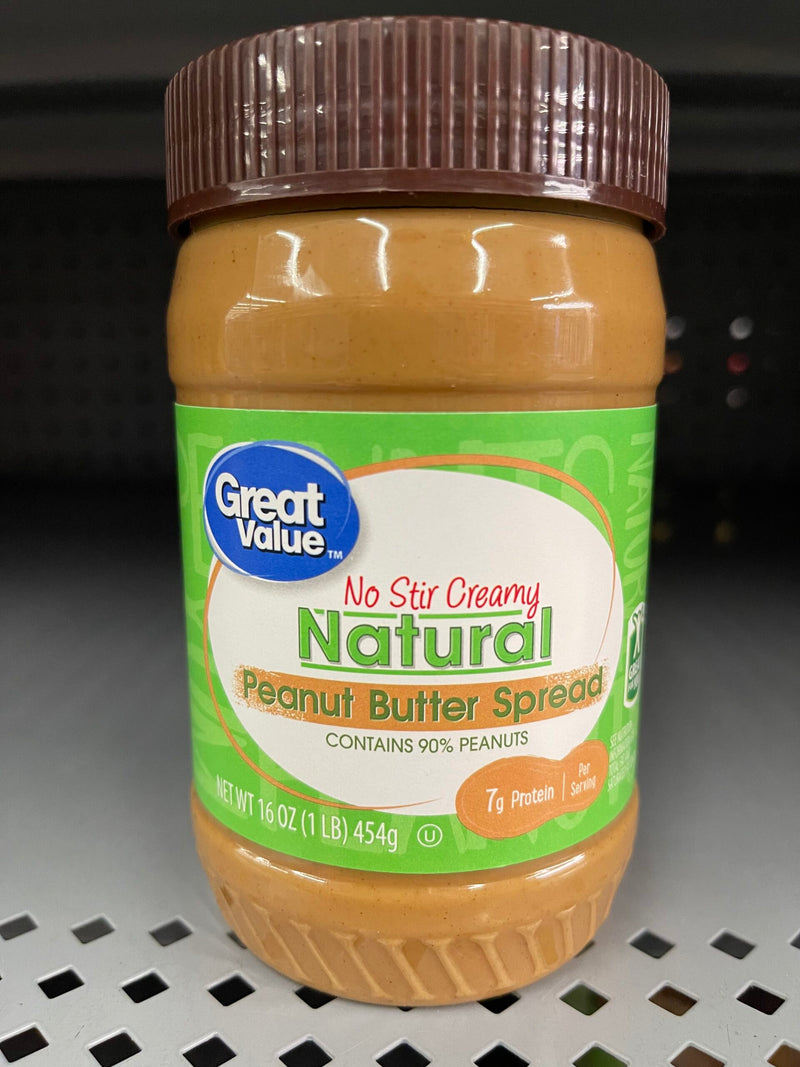 4 JARS Great Value Natural No Stir Creamy Peanut Butter 16 oz Sandwich