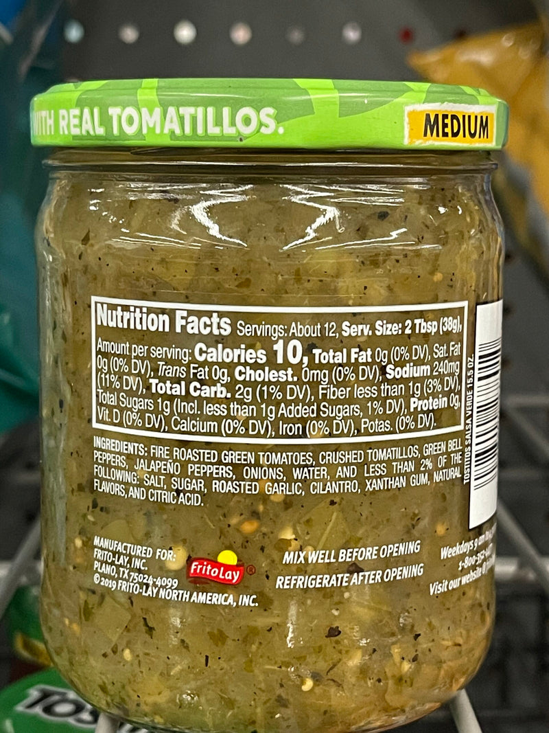 3 JARS Tostitos Medium Salsa Verde Salsa Sauce 15 oz chips Green Tomatillos