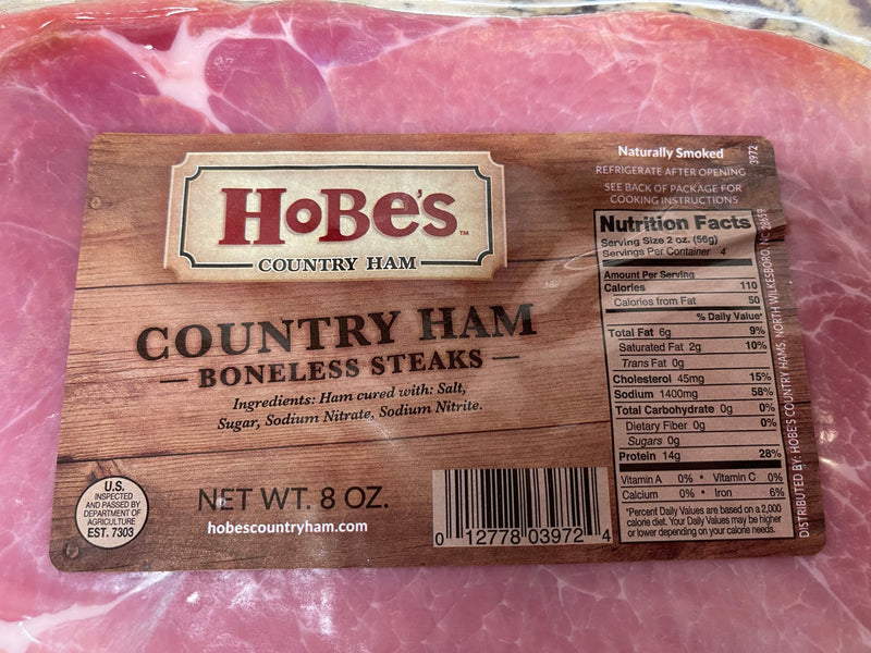 4 Packs Hobes Old Fashioned Cured Country Ham Pork Steak Slices Breakfast