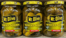 3 JARS Mount Olive Whole Sours Pickles 16 oz Mt Tangy