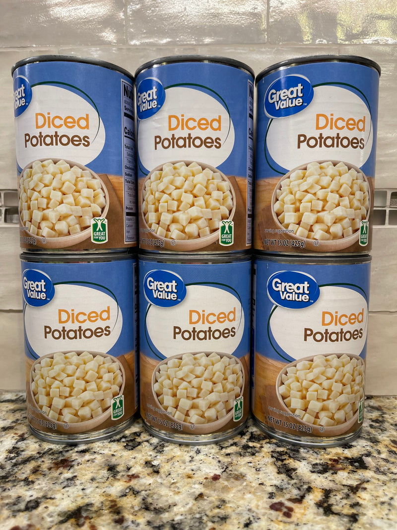 6 CANS Great Value Diced Potatoes 15 oz Can soup stew burrito pot roast