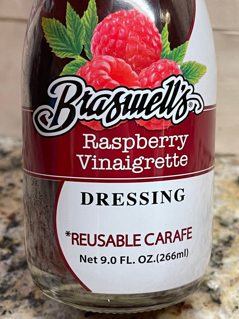 Braswell's Raspberry Vinaigrette Salad Dressing 9 oz Bottle Reusable Carafe