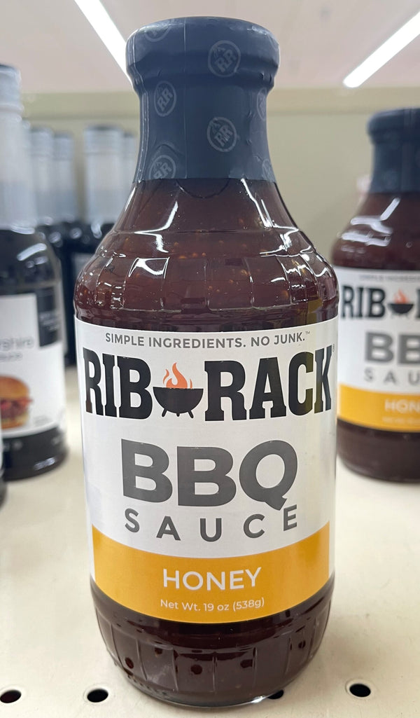 Rib Rack Honey BBQ Sauce 19 oz Bottle Barbecue Chicken Pork Ribs