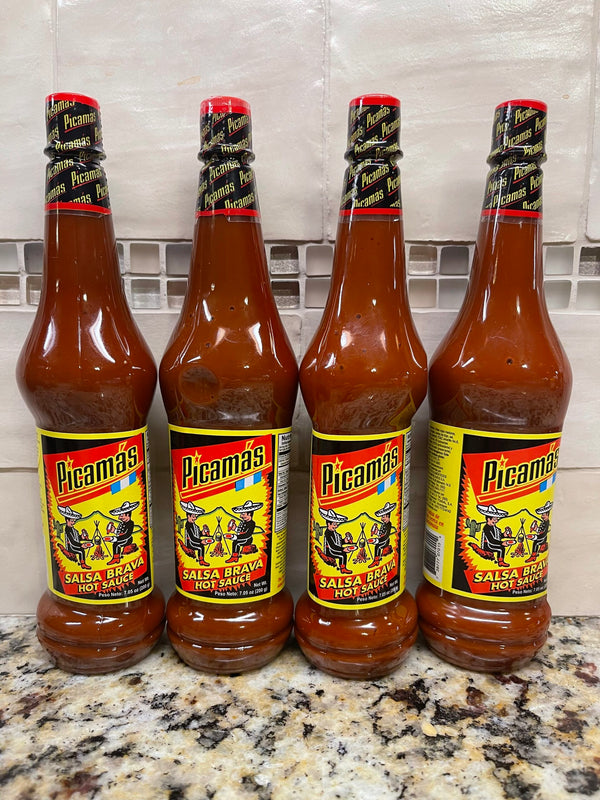 4 BOTTLES Picamas Rojo Hot Sauce Salsa Brava 7.05 oz Red Pepper