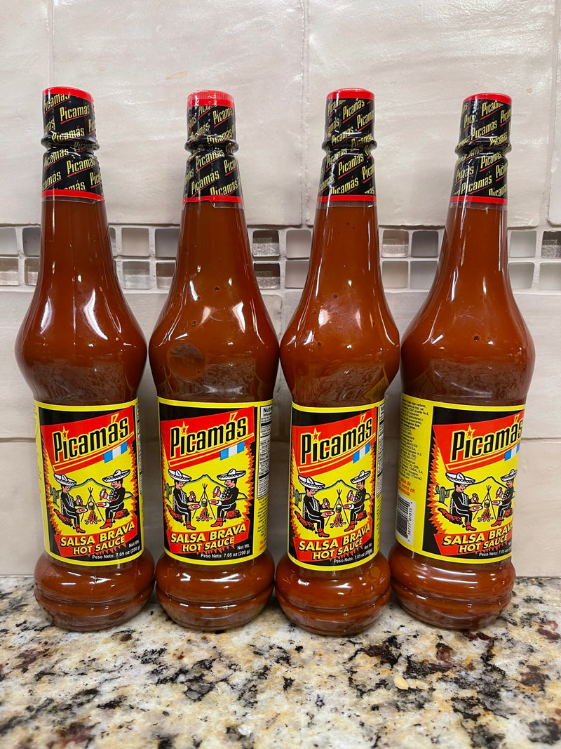 4 BOTTLES Picamas Rojo Hot Sauce Salsa Brava 7.05 oz Red Pepper