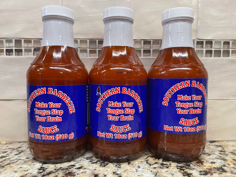 3 BOTTLES Southern Barbecue Slap Your Brain BBQ Sauce 18 oz Pork