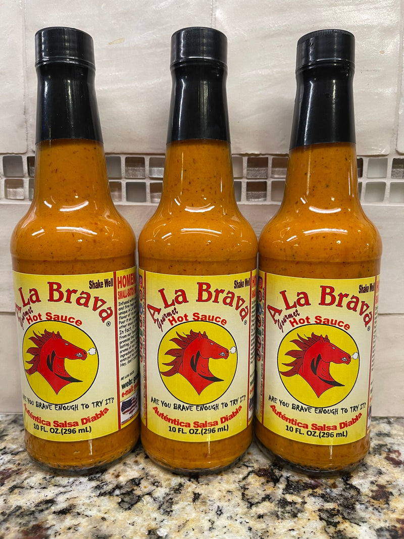 3 BOTTLES A La Brava Gourmet Hot Sauce Salsa Diabla 10 oz Pepper