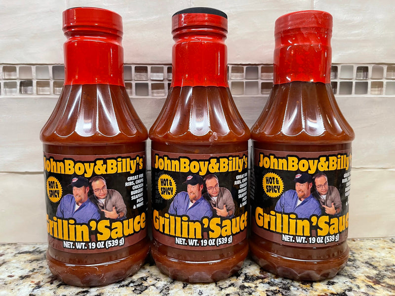 3 Bottles John Boy and Billy's Hot & Spicy Barbecue Grillin Sauce BBQ FREE SHIP