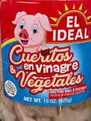 2 JARS El Ideal Cueritos and Vegetables en vinagre Pickled Pork Skins 15 oz Pig's Rinds