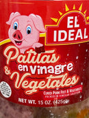 2 JARS El Ideal Patitas and Vegetables en vinagre Pickled Pork Feet 15 oz Pig's Meat